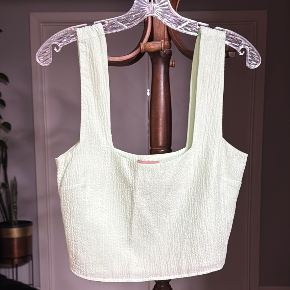 Show Me Your MuMu Mint Green Fitted Ribbed Crop Tank Top